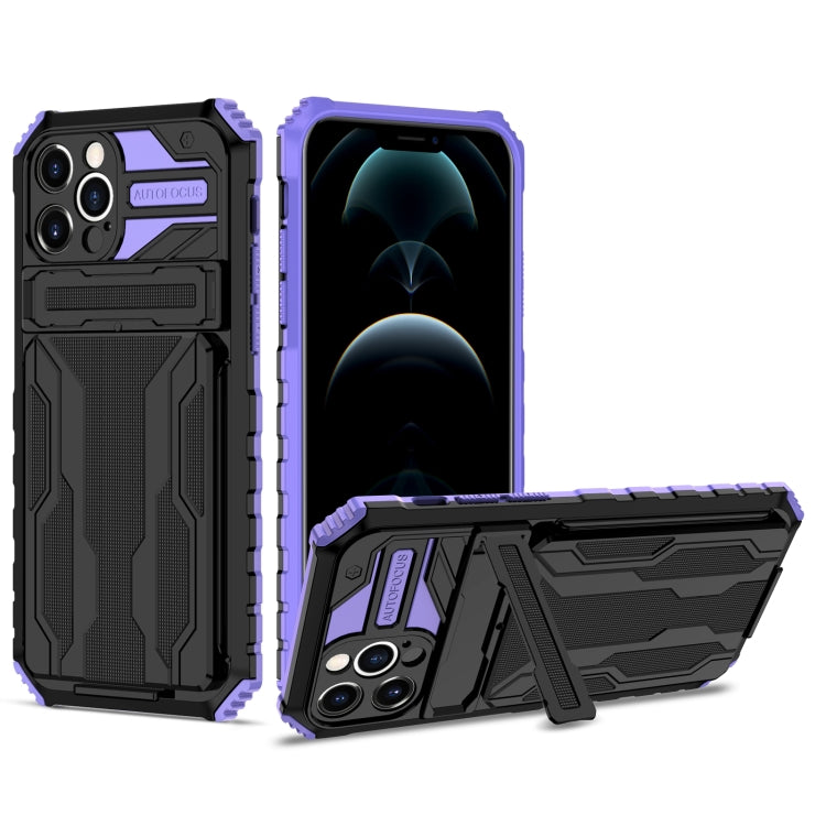 For iPhone 12 Pro Max Kickstand Armor Card Wallet Phone Case