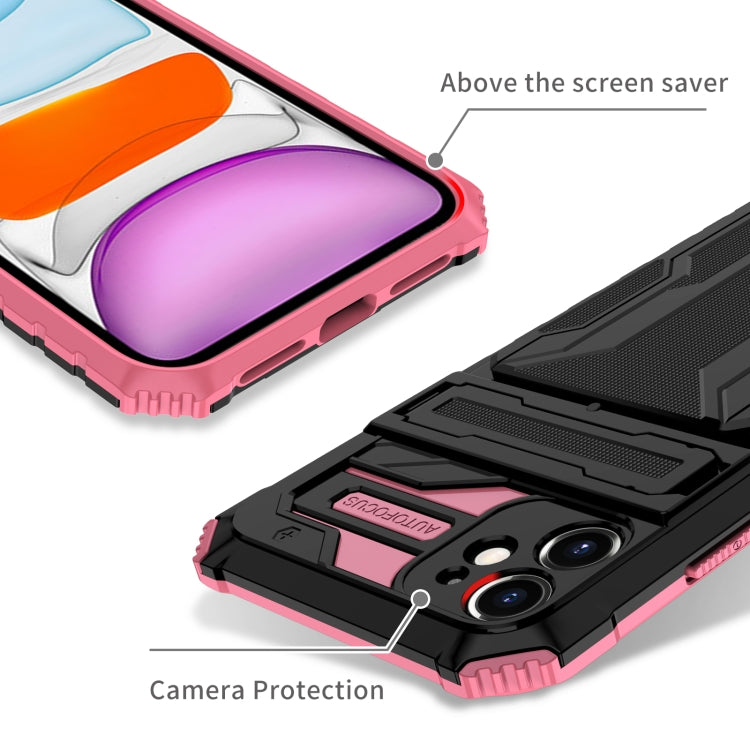 For iPhone 11 Kickstand Armor Card Wallet Phone Case