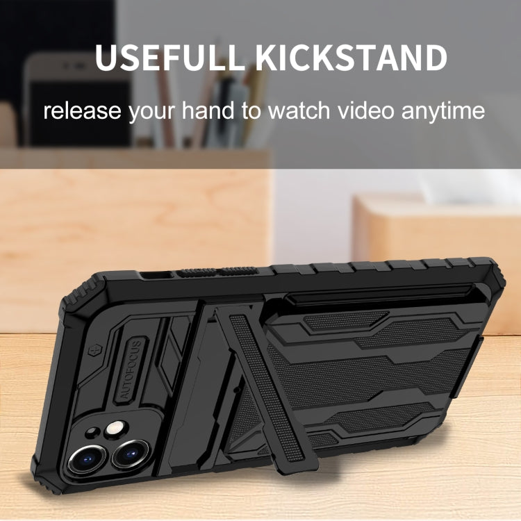 For iPhone 11 Kickstand Armor Card Wallet Phone Case