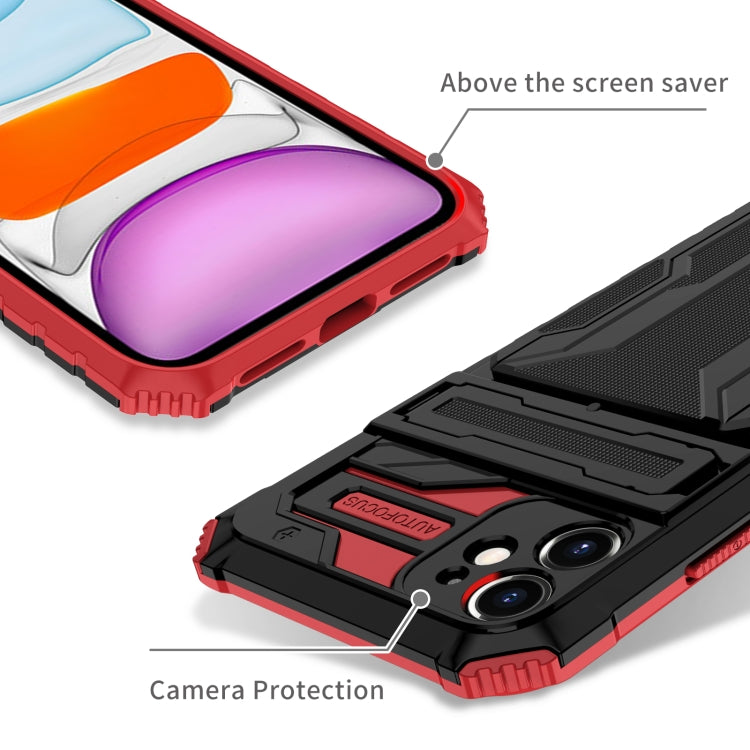 For iPhone 11 Kickstand Armor Card Wallet Phone Case