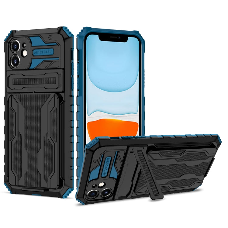 For iPhone 11 Kickstand Armor Card Wallet Phone Case