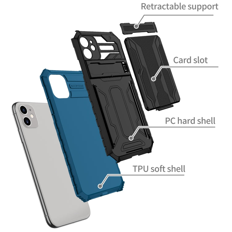 For iPhone 11 Kickstand Armor Card Wallet Phone Case