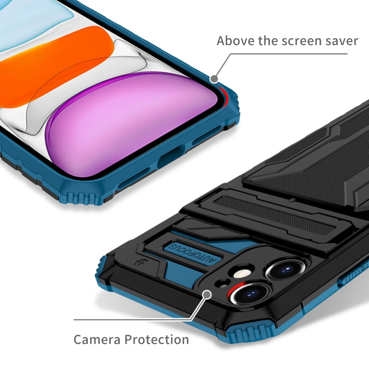 For iPhone 11 Kickstand Armor Card Wallet Phone Case