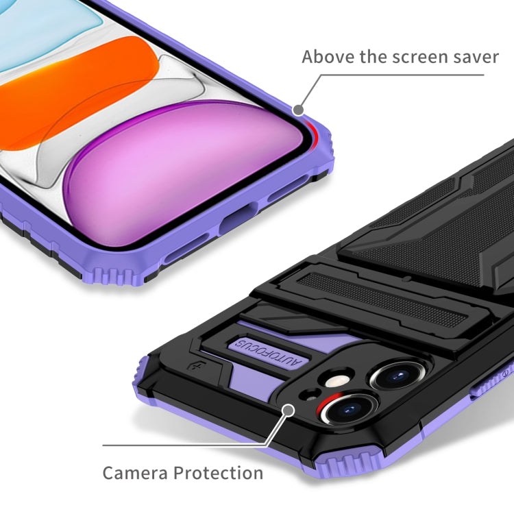 For iPhone 11 Kickstand Armor Card Wallet Phone Case