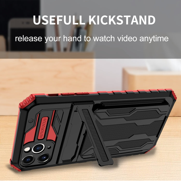For iPhone 11 Pro Kickstand Armor Card Wallet Phone Case