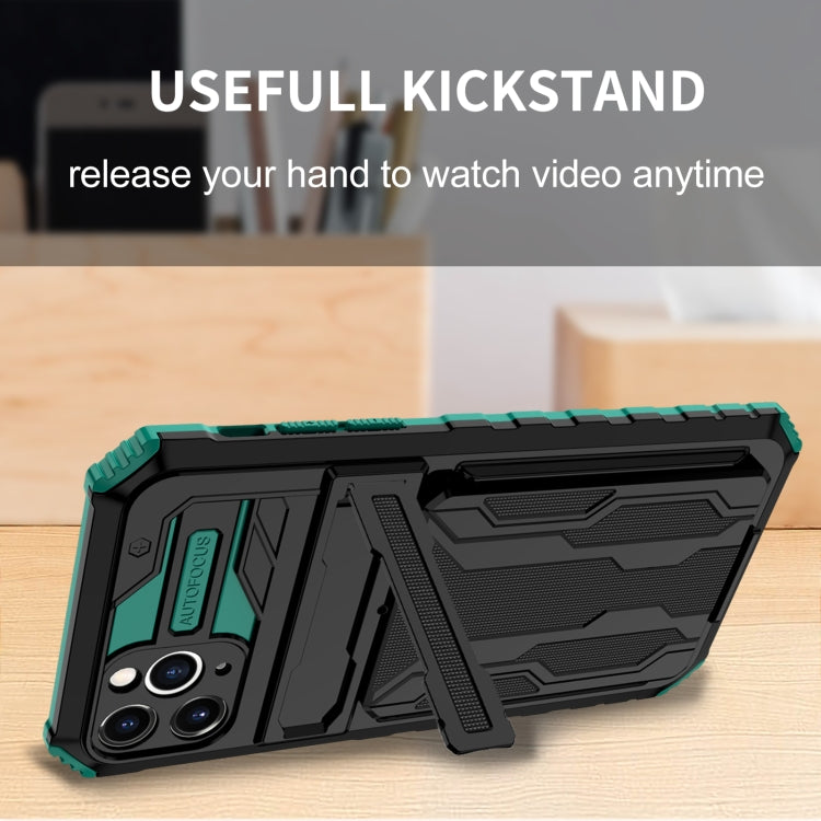 For iPhone 11 Pro Kickstand Armor Card Wallet Phone Case