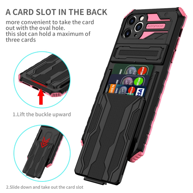 For iPhone 11 Pro Max Kickstand Armor Card Wallet Phone Case