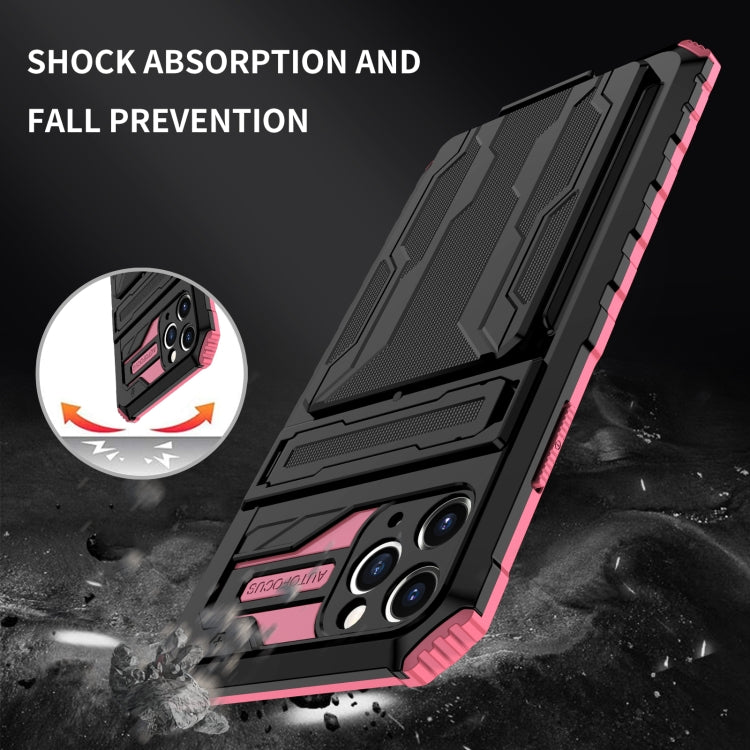 For iPhone 11 Pro Max Kickstand Armor Card Wallet Phone Case