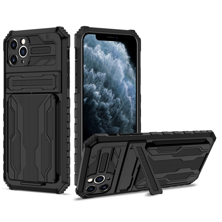 For iPhone 11 Pro Max Kickstand Armor Card Wallet Phone Case