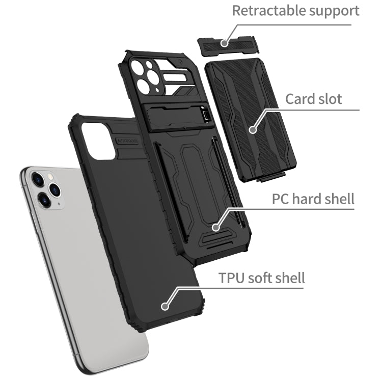 For iPhone 11 Pro Max Kickstand Armor Card Wallet Phone Case