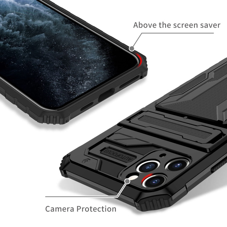 For iPhone 11 Pro Max Kickstand Armor Card Wallet Phone Case