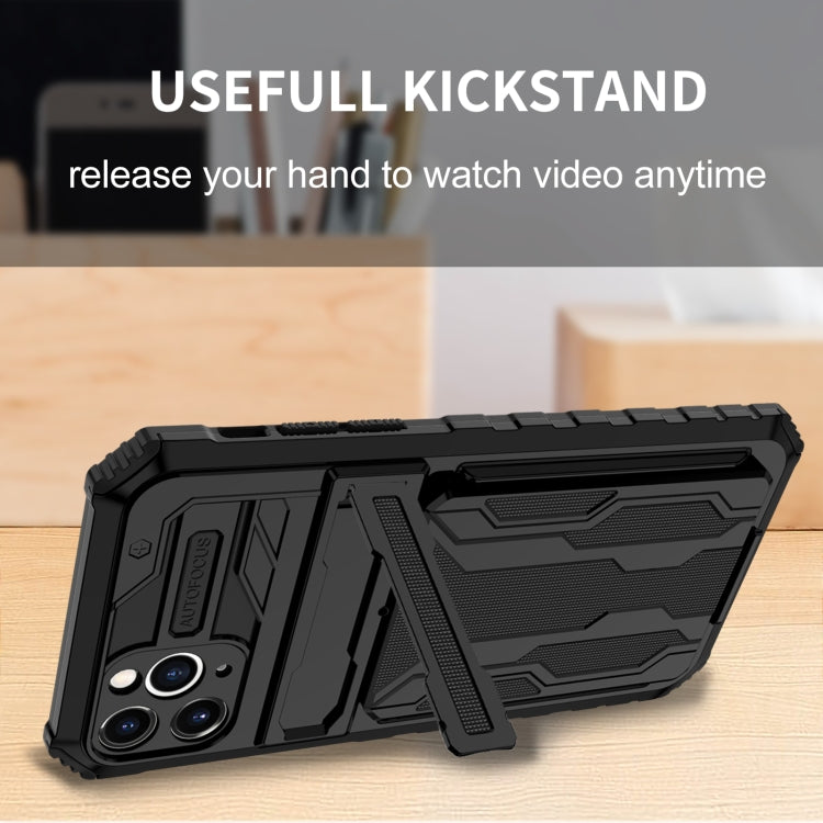 For iPhone 11 Pro Max Kickstand Armor Card Wallet Phone Case