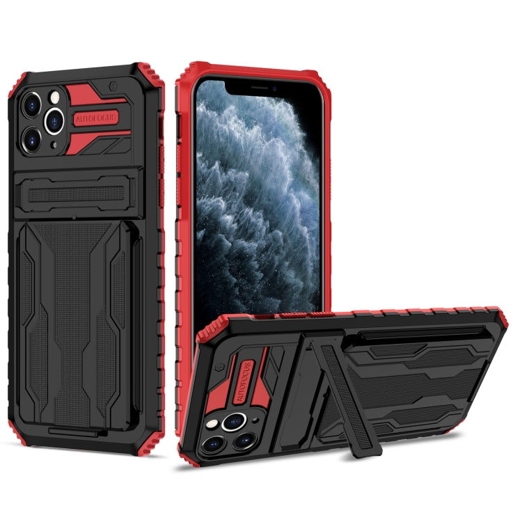 For iPhone 11 Pro Max Kickstand Armor Card Wallet Phone Case