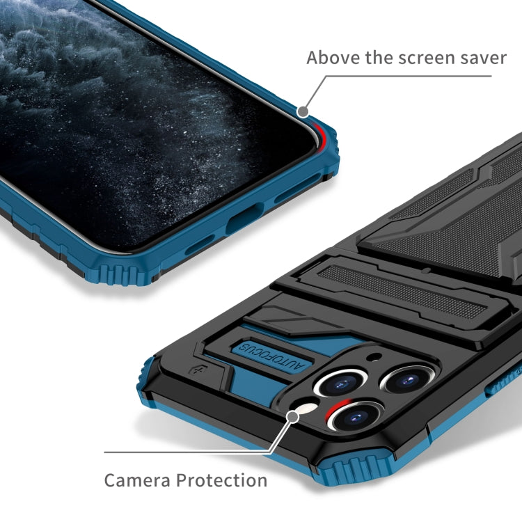 For iPhone 11 Pro Max Kickstand Armor Card Wallet Phone Case