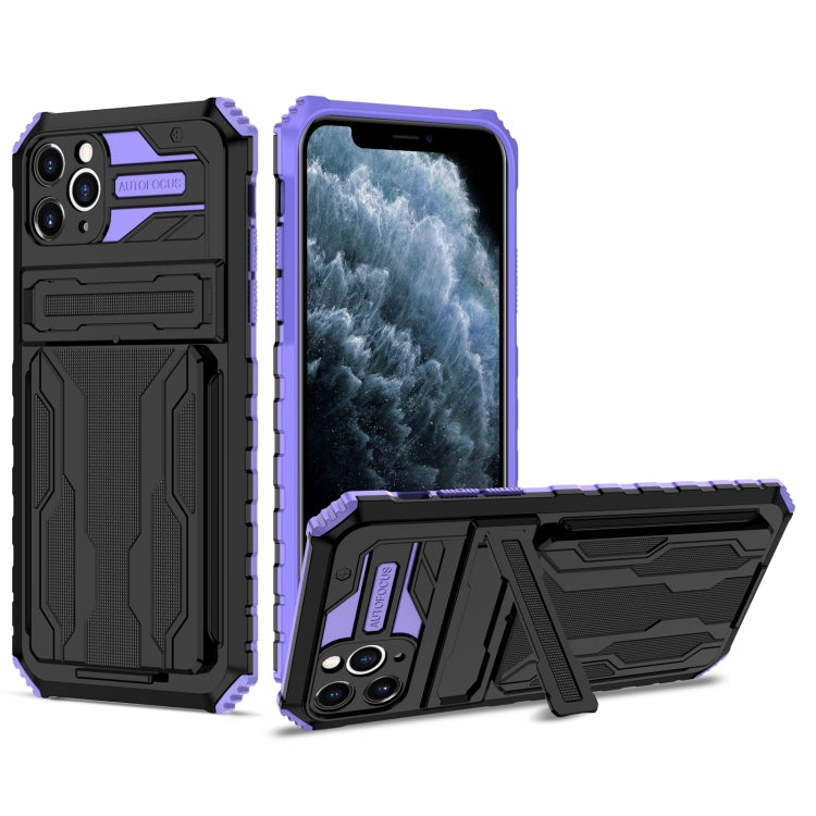 For iPhone 11 Pro Max Kickstand Armor Card Wallet Phone Case