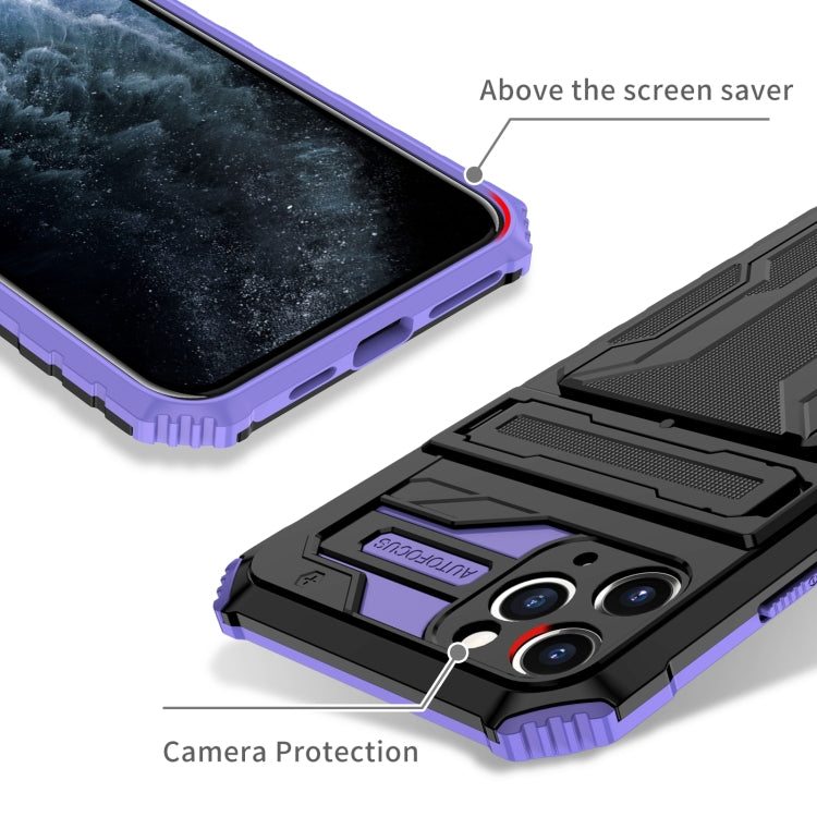 For iPhone 11 Pro Max Kickstand Armor Card Wallet Phone Case