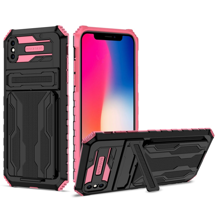 For iPhone X / XS Kickstand Armor Card Wallet Phone Case