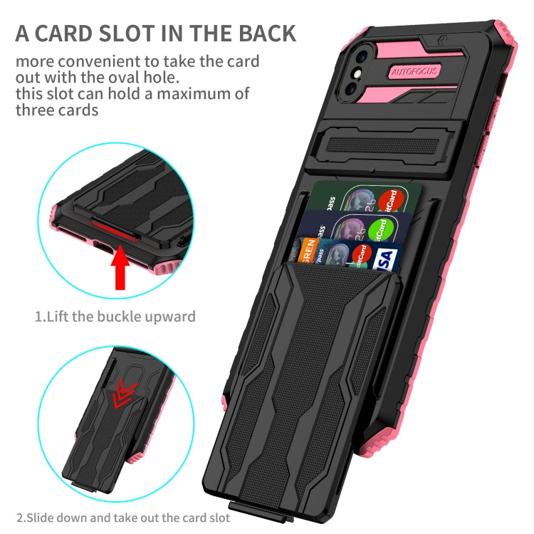 For iPhone X / XS Kickstand Armor Card Wallet Phone Case