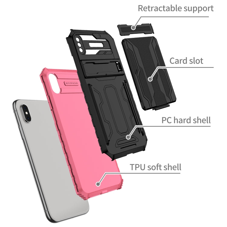 For iPhone X / XS Kickstand Armor Card Wallet Phone Case