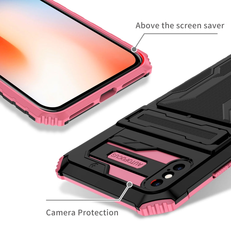 For iPhone X / XS Kickstand Armor Card Wallet Phone Case