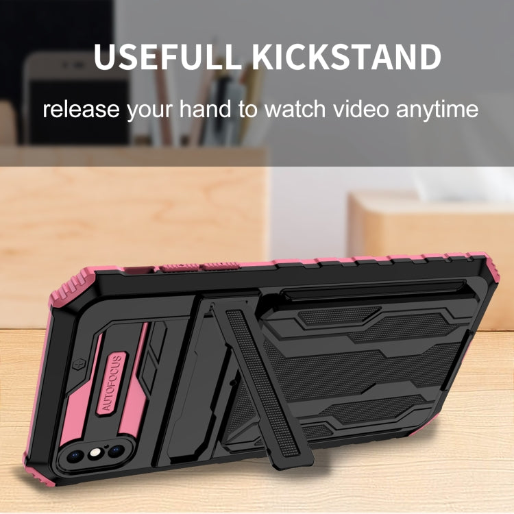 For iPhone X / XS Kickstand Armor Card Wallet Phone Case
