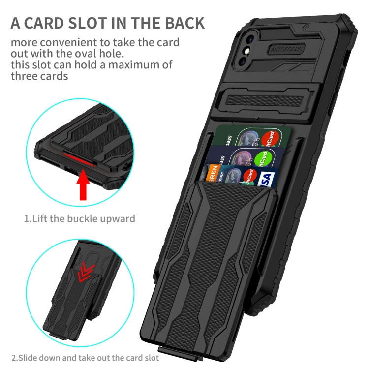 For iPhone X / XS Kickstand Armor Card Wallet Phone Case
