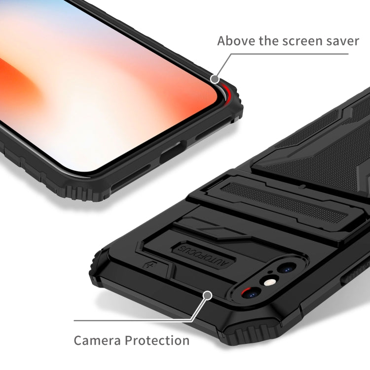 For iPhone X / XS Kickstand Armor Card Wallet Phone Case