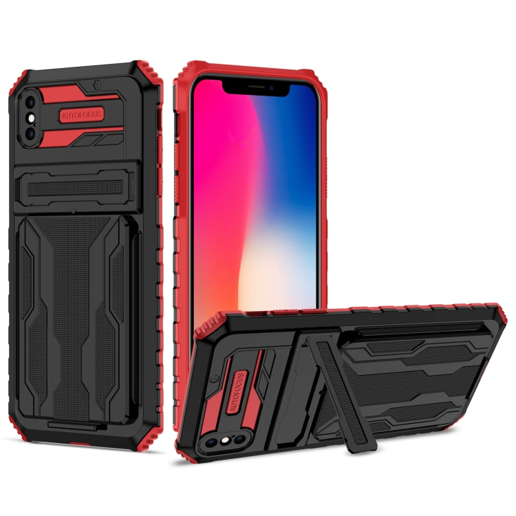 For iPhone X / XS Kickstand Armor Card Wallet Phone Case