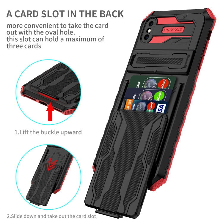 For iPhone X / XS Kickstand Armor Card Wallet Phone Case