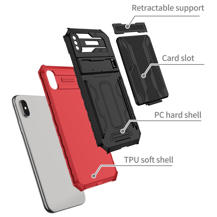 For iPhone X / XS Kickstand Armor Card Wallet Phone Case