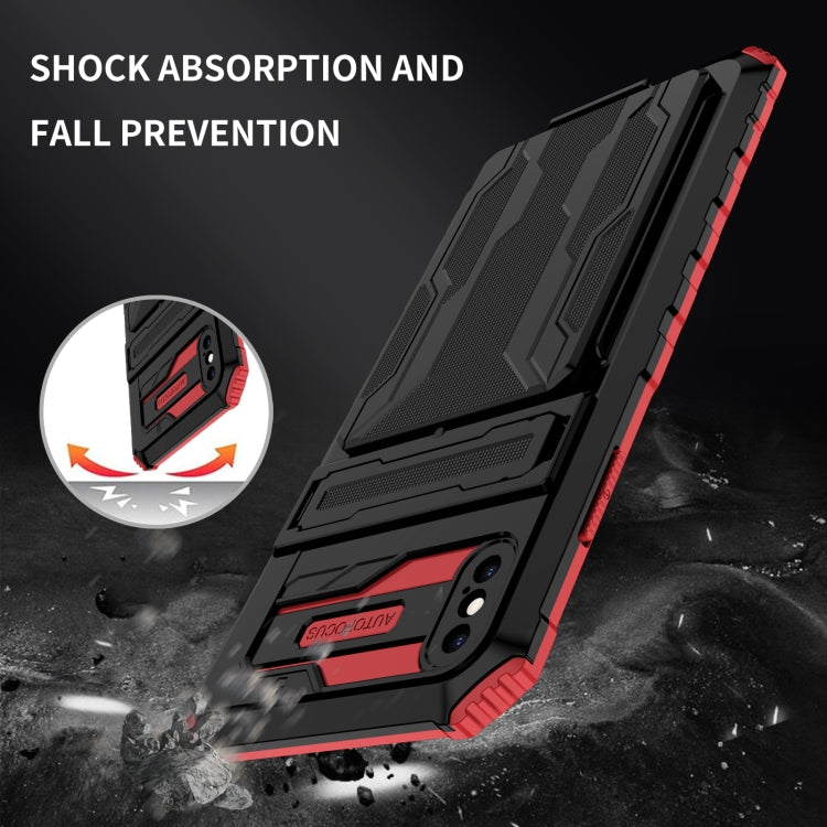 For iPhone X / XS Kickstand Armor Card Wallet Phone Case