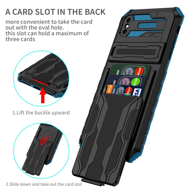 For iPhone X / XS Kickstand Armor Card Wallet Phone Case