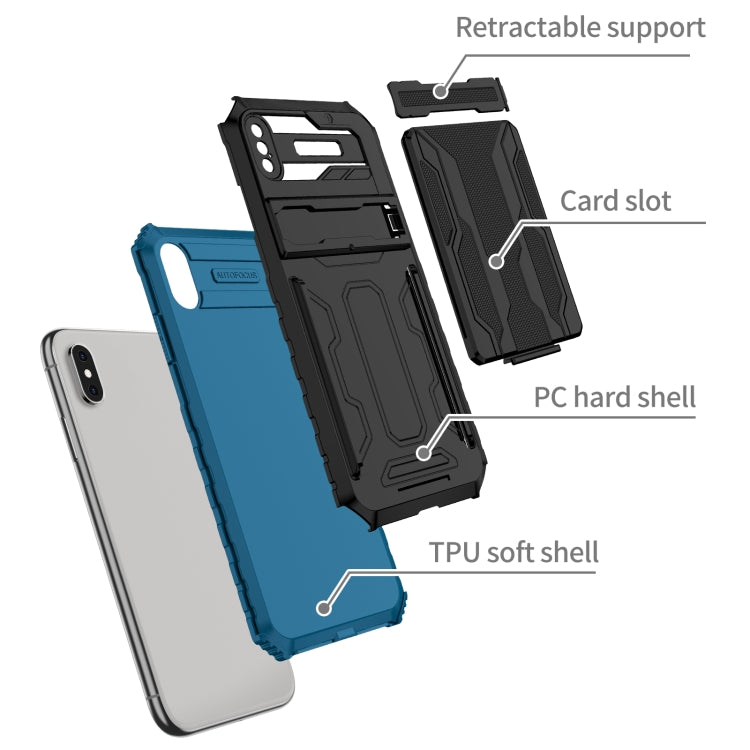 For iPhone X / XS Kickstand Armor Card Wallet Phone Case