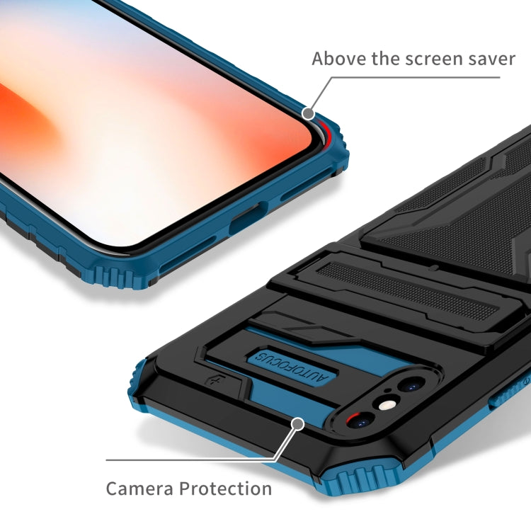 For iPhone X / XS Kickstand Armor Card Wallet Phone Case