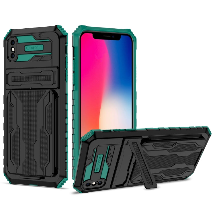 For iPhone X / XS Kickstand Armor Card Wallet Phone Case