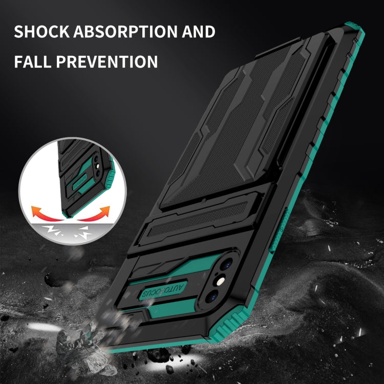 For iPhone X / XS Kickstand Armor Card Wallet Phone Case