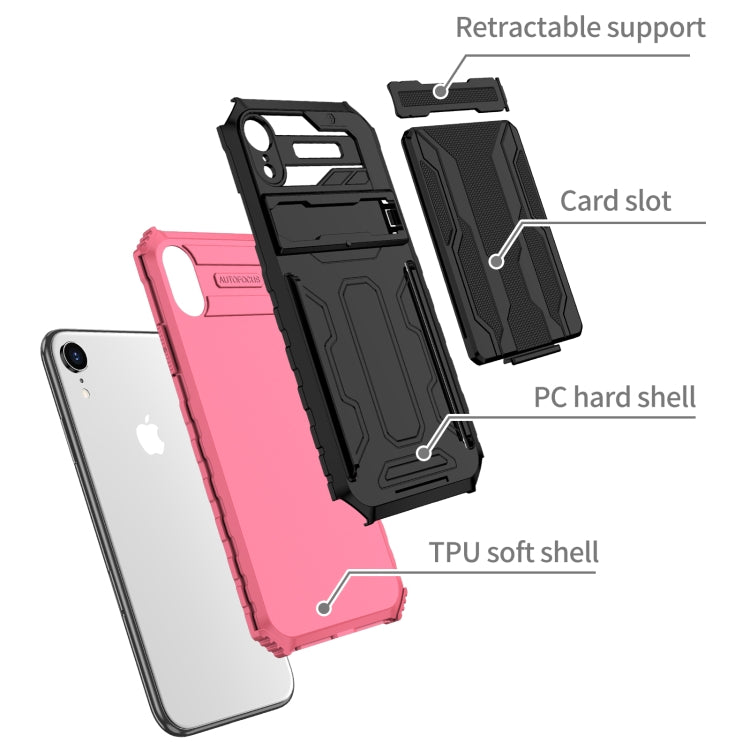 For iPhone XR Kickstand Armor Card Wallet Phone Case