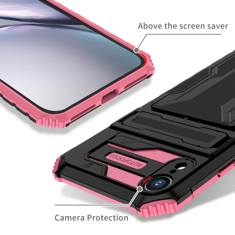 For iPhone XR Kickstand Armor Card Wallet Phone Case