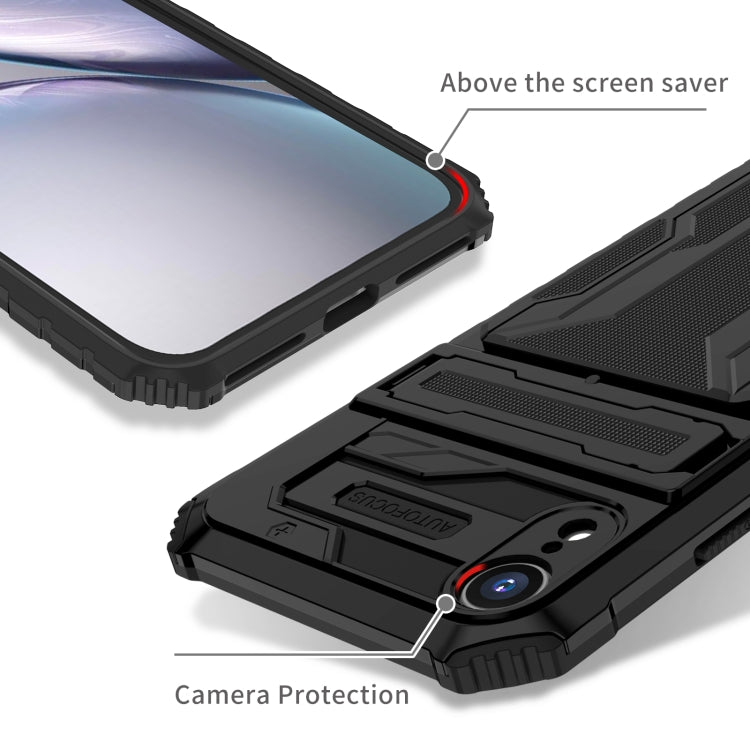 For iPhone XR Kickstand Armor Card Wallet Phone Case