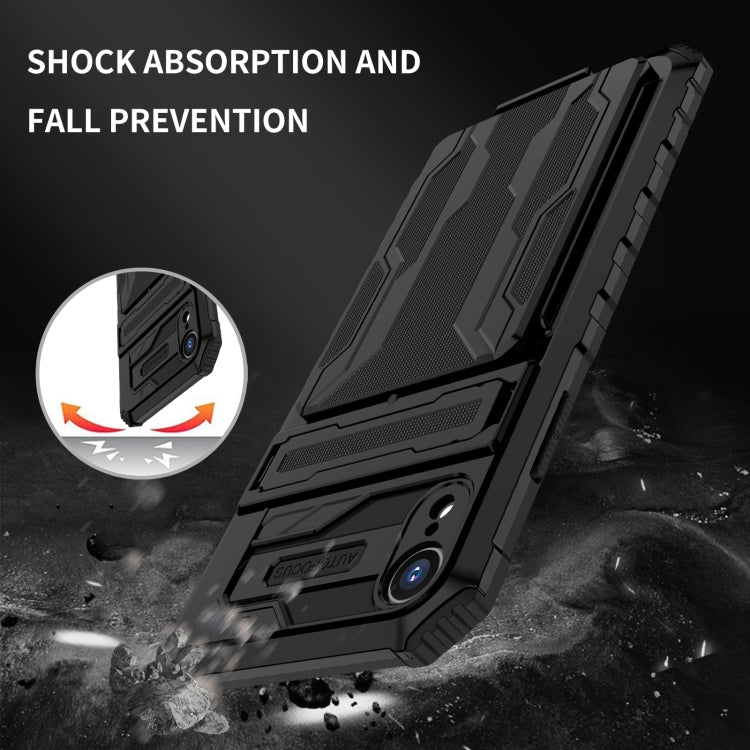 For iPhone XR Kickstand Armor Card Wallet Phone Case