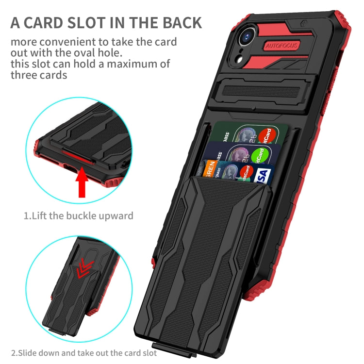 For iPhone XR Kickstand Armor Card Wallet Phone Case