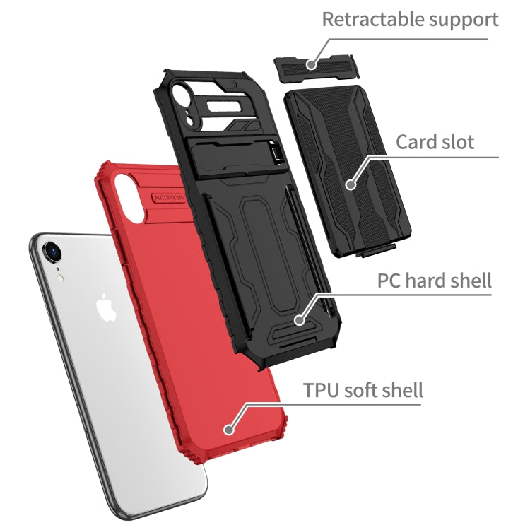 For iPhone XR Kickstand Armor Card Wallet Phone Case