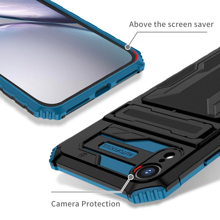 For iPhone XR Kickstand Armor Card Wallet Phone Case