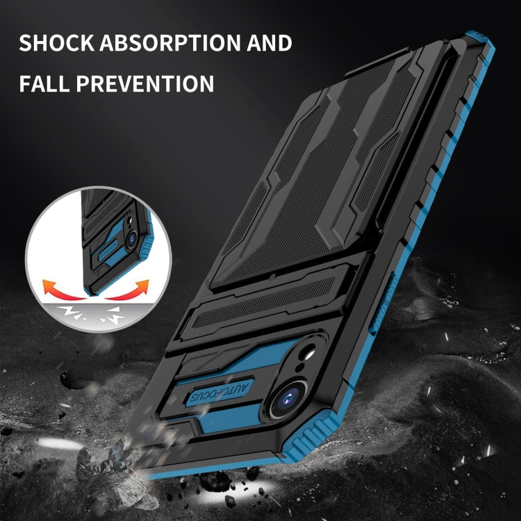 For iPhone XR Kickstand Armor Card Wallet Phone Case