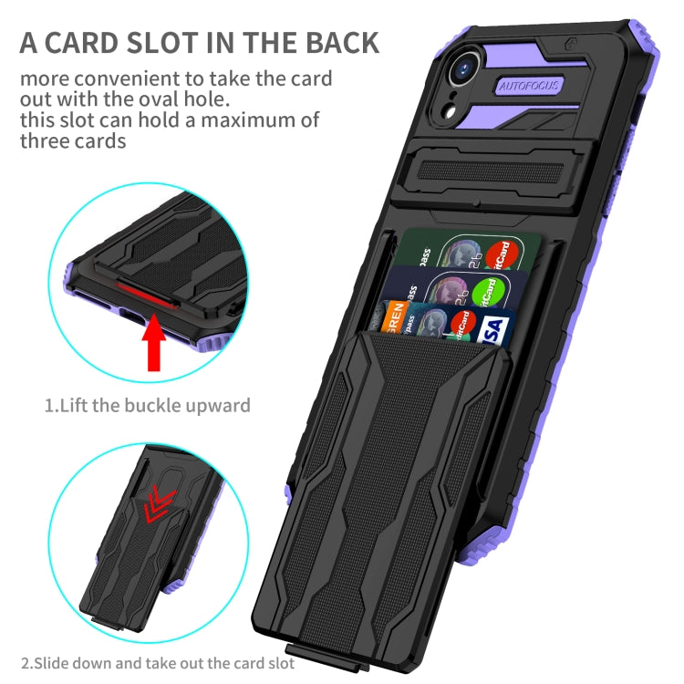 For iPhone XR Kickstand Armor Card Wallet Phone Case