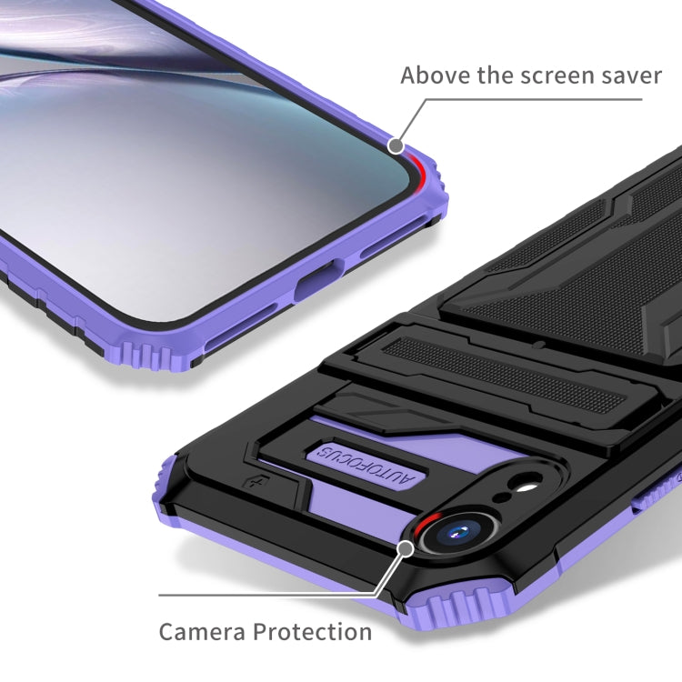 For iPhone XR Kickstand Armor Card Wallet Phone Case