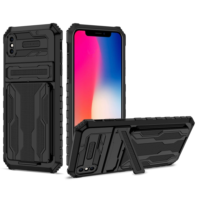 For iPhone XS Max Kickstand Armor Card Wallet Phone Case