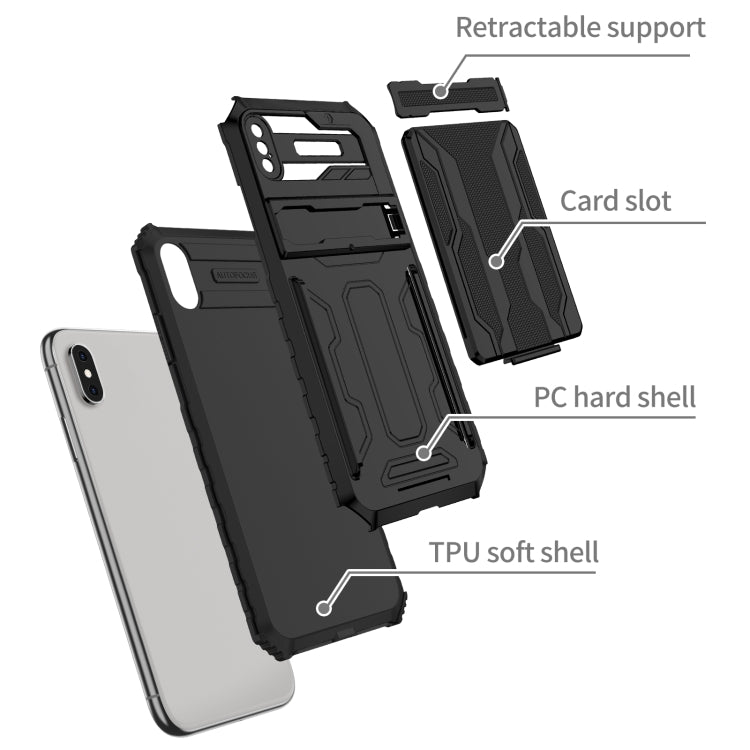 For iPhone XS Max Kickstand Armor Card Wallet Phone Case