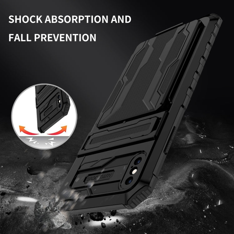 For iPhone XS Max Kickstand Armor Card Wallet Phone Case
