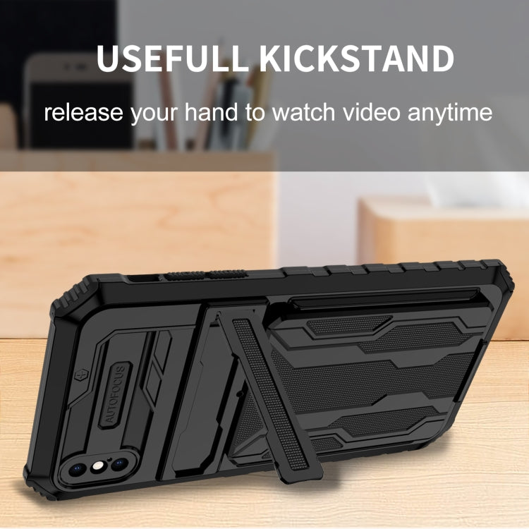 For iPhone XS Max Kickstand Armor Card Wallet Phone Case